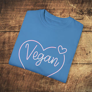 Vegan Heart Garment-Dyed T-shirt Printify