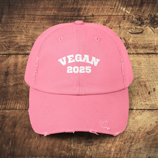 Vegan 2025 Unisex Distressed Cap