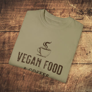 Vegan Food & Coffee Garment-Dyed T-shirt Printify