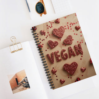 Vegan Hearts Spiral Notebook - Ruled Line Printify