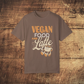 Vegan Food And Latte Garment-Dyed T-shirt Printify