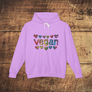 Vegan Hearts Unisex Lightweight Hooded Sweatshirt