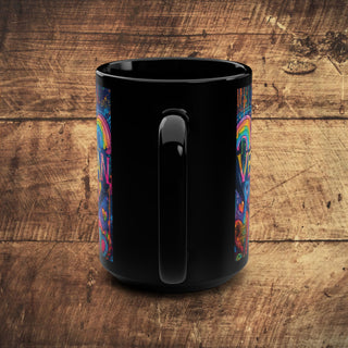 Vegan Hearts Black Mug, 15oz