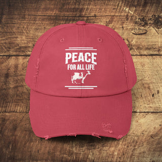 Peace For All Life Unisex Distressed Cap Printify