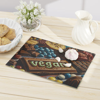 Vegan Chocolate Tempered Glass Cutting Board Printify