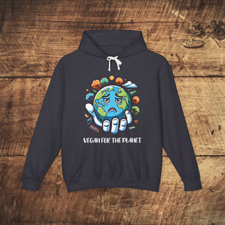 Vegan For The Planet Unisex Lightweight Hooded Sweatshirt