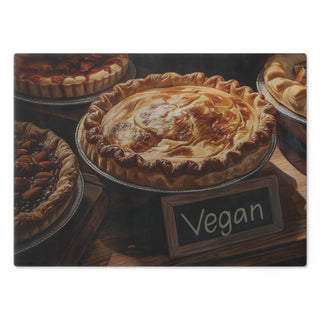 Vegan Pies Tempered Glass Cutting Board Printify