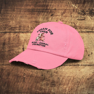 Vegan For Them Unisex Distressed Cap Printify