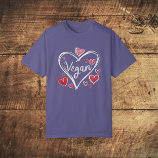 Vegan Hearts Garment-Dyed T-shirt Printify