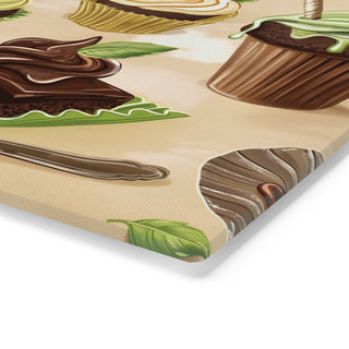 Vegan Desserts Tempered Glass Cutting Board Printify