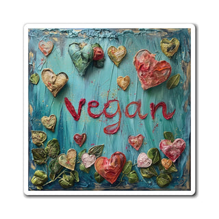 Colorful Vegan Hearts Magnet Printify