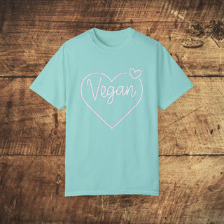 Vegan Heart Garment-Dyed T-shirt Printify