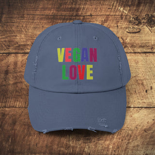 Vegan Love Unisex Distressed Cap Printify