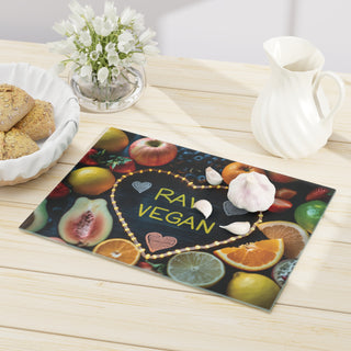 Raw Vegan Tempered Glass Cutting Board Printify