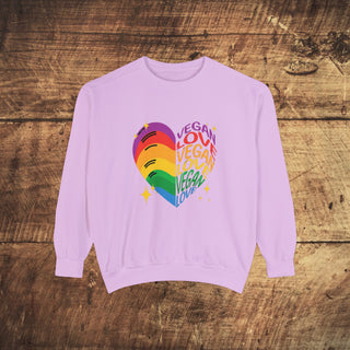 Vegan Love Garment-Dyed Sweatshirt Printify