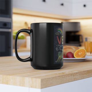 Vegan Rainbows Black Mug, 15oz