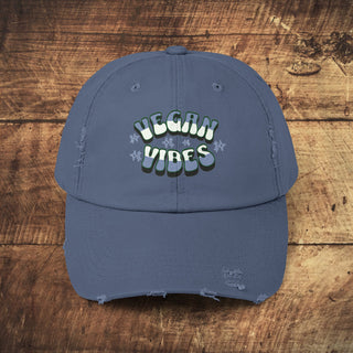 Vegan Vibes Unisex Distressed Cap Printify