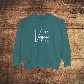 Vegan Girl Garment-Dyed Sweatshirt Printify