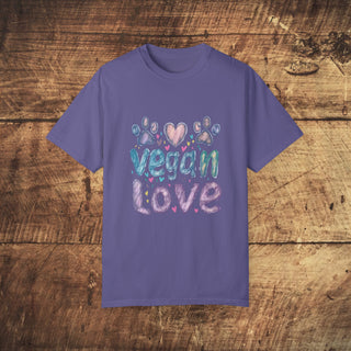 Vegan Love Garment-Dyed T-shirt Printify