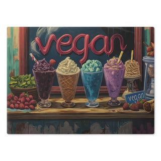 Vegan Ice Cream Tempered Glass Cutting Board Printify