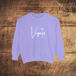 Vegan Girl Garment-Dyed Sweatshirt Printify