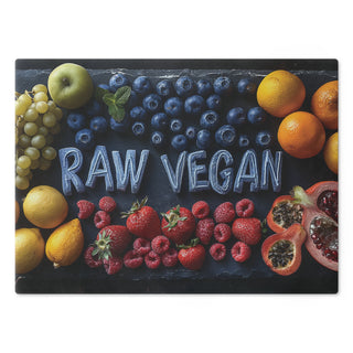 Raw Vegan Tempered Glass Cutting Board Printify