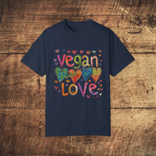 Vegan Love Garment-Dyed T-shirt Printify