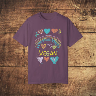 Vegan Hearts Garment-Dyed T-shirt Printify