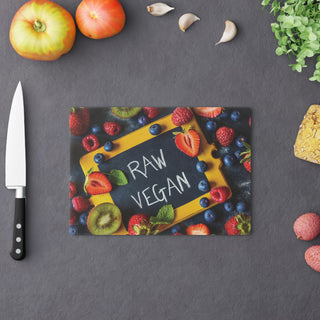 Raw Vegan Tempered Glass Cutting Board Printify