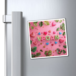 Vegan Hearts Magnets Printify