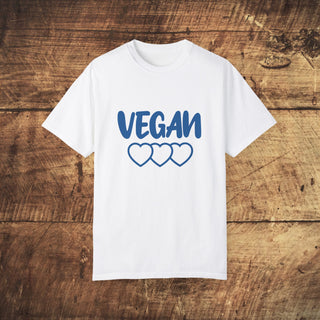 Vegan Hearts Garment-Dyed T-shirt Printify