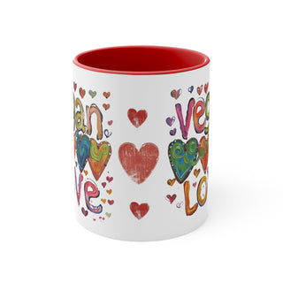 Vegan Love Accent Coffee Mug, 11oz Printify