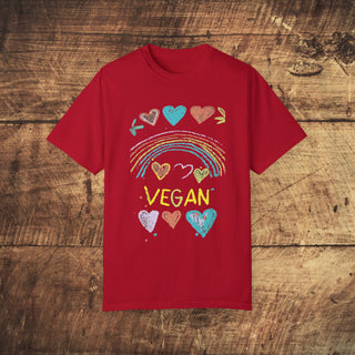 Vegan Hearts Garment-Dyed T-shirt Printify