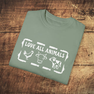 Love All Animals Garment-Dyed T-shirt Printify