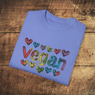 Vegan Hearts Garment-Dyed T-shirt Printify