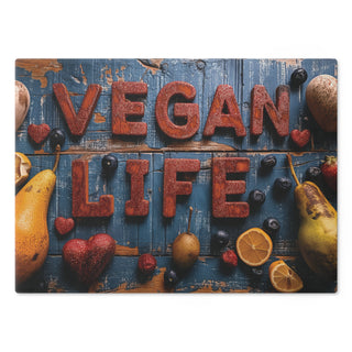 Vegan Life Tempered Glass Cutting Board Printify