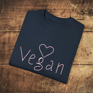 Vegan Heart Garment-Dyed T-shirt Printify