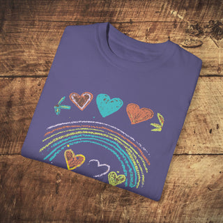 Vegan Hearts Garment-Dyed T-shirt Printify