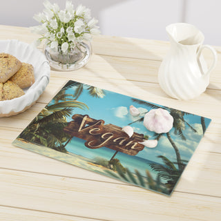 Vegan Island Tempered Glass Cutting Board Printify