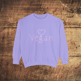 Vegan Heart Garment-Dyed Sweatshirt Printify