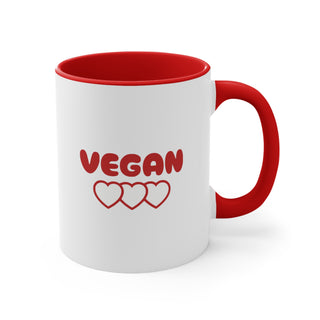 Vegan Hearts Accent  Coffee Mug, 11oz Printify