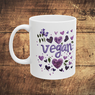 Vegan Hearts Coffee Mug, 11oz Printify