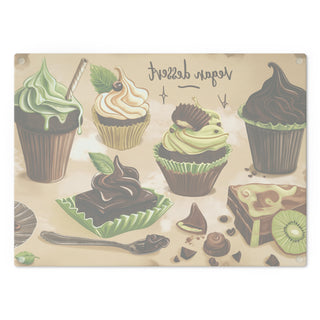 Vegan Desserts Tempered Glass Cutting Board Printify