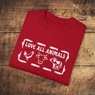 Love All Animals Garment-Dyed T-shirt Printify