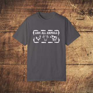 Love All Animals Garment-Dyed T-shirt Printify