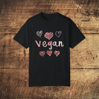 Vegan Hearts Garment-Dyed T-shirt Printify