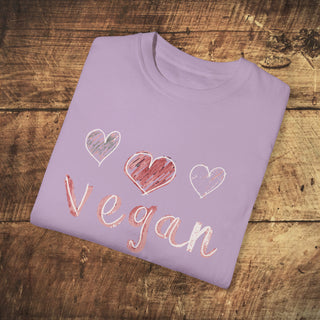 Vegan Hearts Garment-Dyed T-shirt Printify