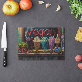 Vegan Ice Cream Tempered Glass Cutting Board Printify