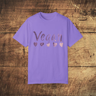 Vegan Hearts Garment-Dyed T-shirt Printify