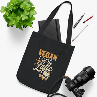 Vegan Food and Latte Organic Canvas Tote Bag